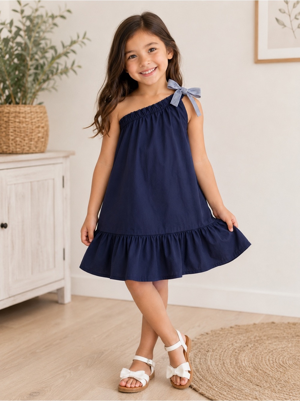Crewcuts Navy Dress with Bow Size 5